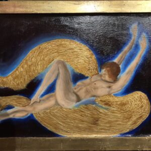Blue Angel - oil on wood panel with gold leaf - 18 inches x 24 inches - $200